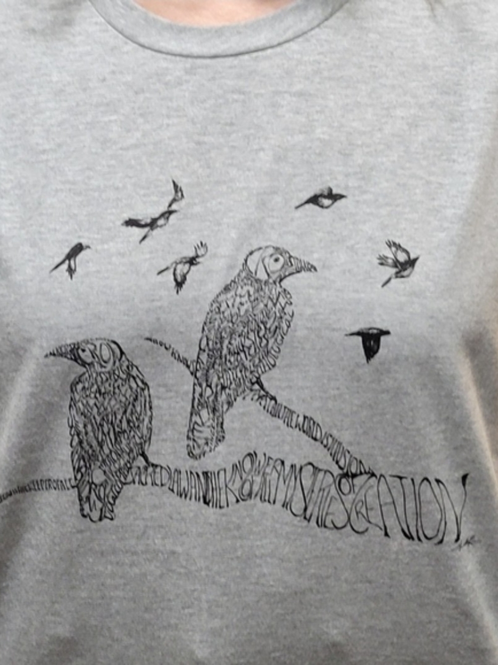Crow 2D Word Graphics Design T-Shirt